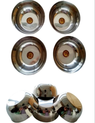 Picture of Stainless Steel 4 Serving Bowl Set 4 Pcs Bati for Kitchen (Pack of 4) - Silver