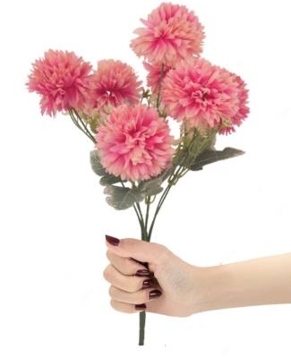 Picture of Artificial Chrysanthemum Ball Hydrangea Flower Sticks Premium Silk Flowers for Home, Office, Wedding, and Festival Décor ( Without Vase) - Multicolor