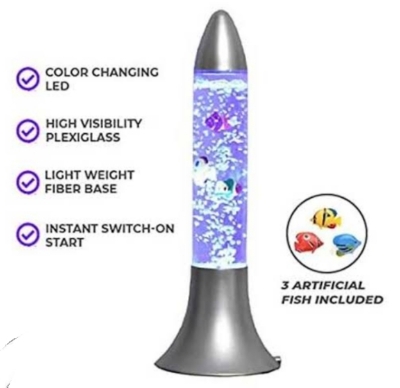 Picture of Aqua Bubble Lamp Artificial Aquarium with Fish Rocket Shaped Muticolor Lamp Rocket shape Robotic fishes Aquarium.magical colours rocket aquarium - Multicolor
