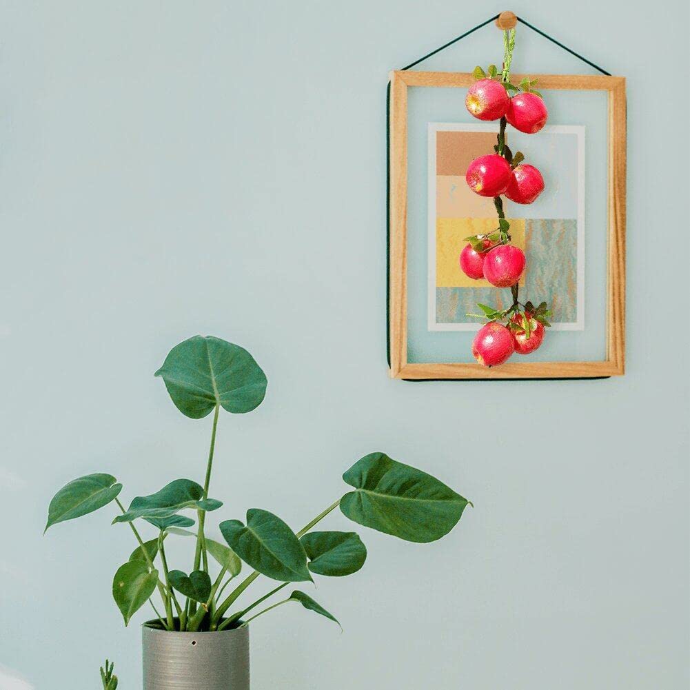 Picture of Artificial apple Fruit String Simulation Apple Garland Realistic Fake Fruit Hanging Decoration Lovely Photography Props - Red