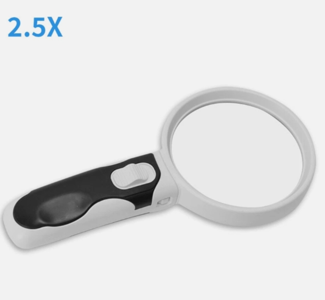 Picture of Hand Held Magnifying Magnifier 2 LED Lights Intercheable LENSES READING 16X 5X 2 - White