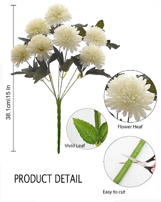 Picture of Artificial Chrysanthemum Ball Flowers flowers,  sticks Faux Mums Fake Silk Flowers for Bridal Wedding Centerpieces Arrangements Party Home Garden DIY Decor, multicolor - Multicolor