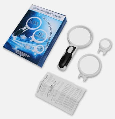 Picture of Magnifying Glass 10 Times Lupa Loupe Third Hand Magnifier With LED Lights Fresnel Lens For Reading Repair Magnifying Glass