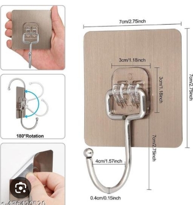 Picture of 3pcs Strong Large Hook Multi-Purpose Self Adhesive Hook Heavy Duty Wall Hooks Door Key Towel Wall Hook for Bathroom Kitchen Home - Multicolor