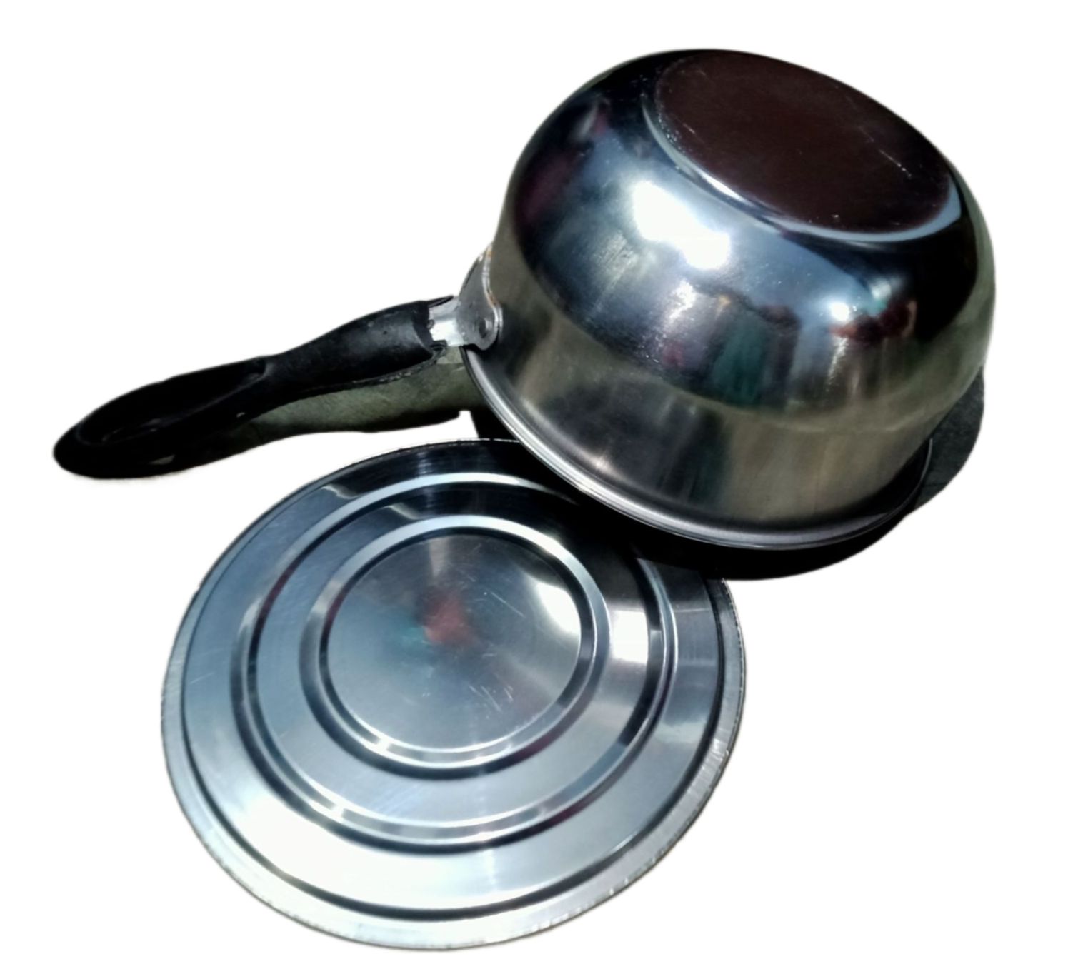 Picture of Steel Small fry pan Souch Pan with Lid Milk Pan / Tea Pot induction support - Silver