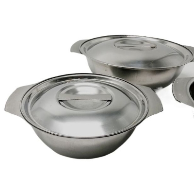 Picture of 2 Pcs Soup bowl with lid Stainless steel Modern Soup bowl দুটি স্টিল বাটি ঢাকনা সহ - Silver