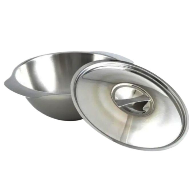 Picture of 2 Pcs Soup bowl with lid Stainless steel Modern Soup bowl দুটি স্টিল বাটি ঢাকনা সহ - Silver