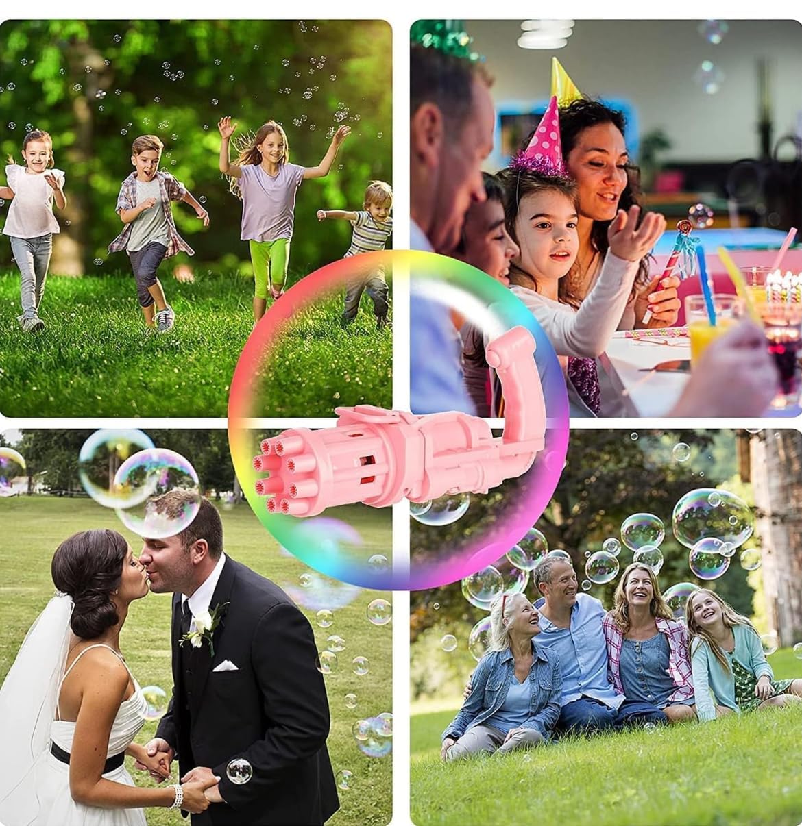 Picture of Bubble Gun toy Automatic Electric Bubble machine for Kids, Perfect for Parties, Weddings, Picnics, Outdoor Activities, 3+ Kids (Unisex) - Multicolor