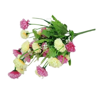 Picture of 40cm Silk Flower Stick - 20-28 Heads, Multicolor, Plastic & Fabric - Perfect for Festival, Home, Restaurant & Wedding - Multicolor