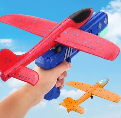 Picture of Airplane Launcher Toys Kids Aircraft Toy Outdoor Sports Flying Foam Plane Launcher Gifts for Boys Girls multicolor - Multicolor