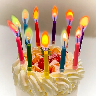 Picture of 6 Pieces Colorful Luminous Party Candles, Birthday, Birthday Cake, Cake Candle, Cake Fountain, Birthday Candles Kids, Candle Birthday, Party Candles with Colorful Flame, - Multicolor