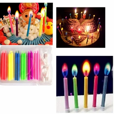 Picture of 6 Pieces Colorful Luminous Party Candles, Birthday, Birthday Cake, Cake Candle, Cake Fountain, Birthday Candles Kids, Candle Birthday, Party Candles with Colorful Flame, - Multicolor