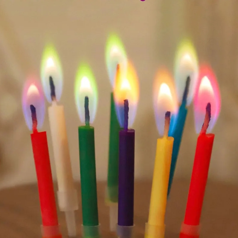 Picture of 6 Pieces Colorful Luminous Party Candles, Birthday, Birthday Cake, Cake Candle, Cake Fountain, Birthday Candles Kids, Candle Birthday, Party Candles with Colorful Flame, - Multicolor