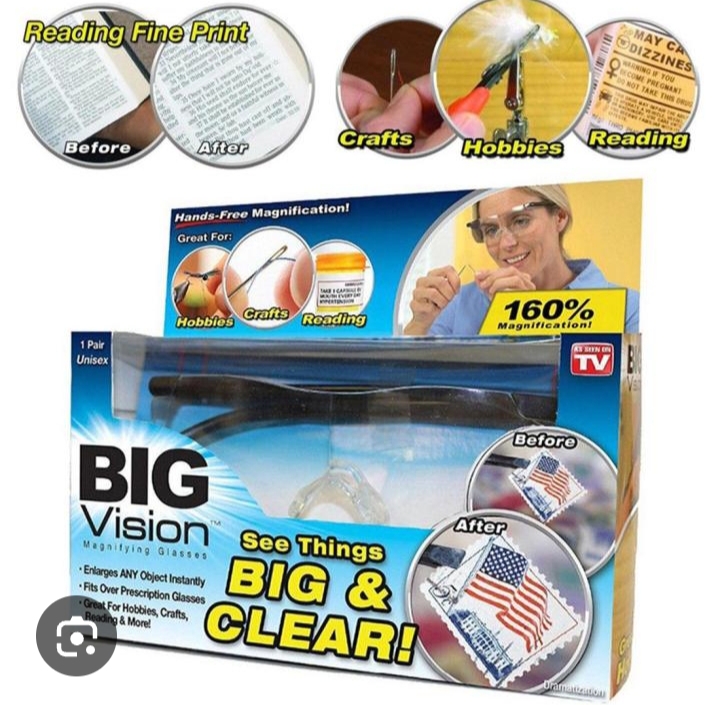 Picture of Big Vision Unisex Magnifying Glasses - Fits over Prescription Glasses Hands-free magnification glasses - Black
