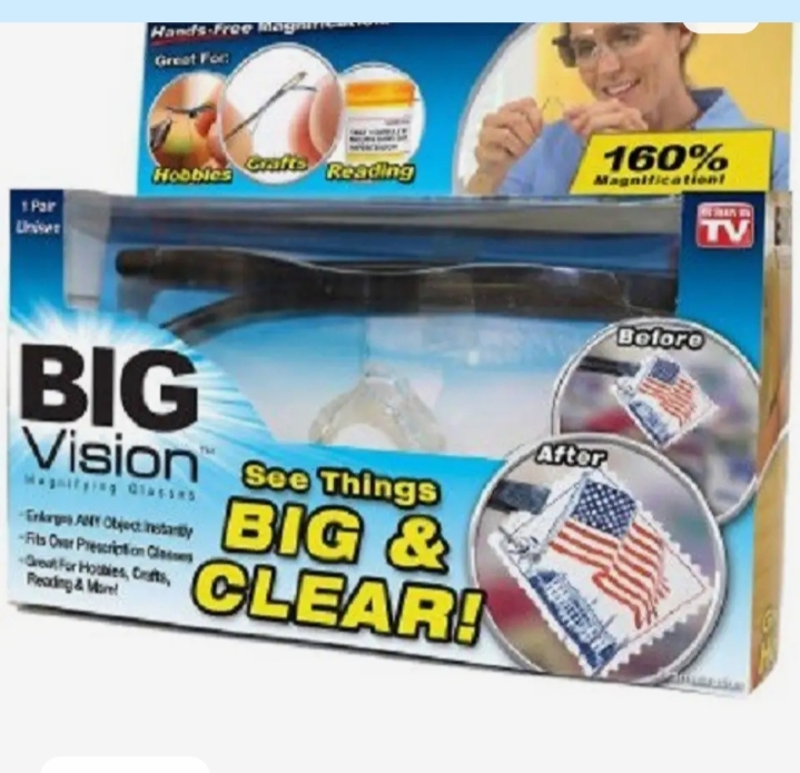 Picture of Big Vision Unisex Magnifying Glasses - Fits over Prescription Glasses Hands-free magnification glasses - Black
