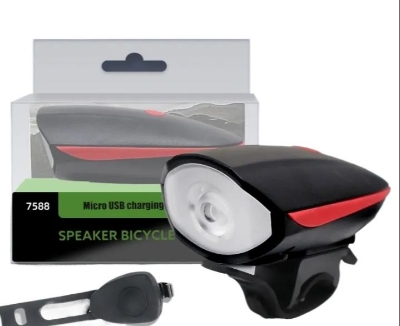 Picture of Bicycle Horn Light USB Charging T6 Front With Bell Smart Outdoor Riding Equipment Mountain Bike Horn Front - Black