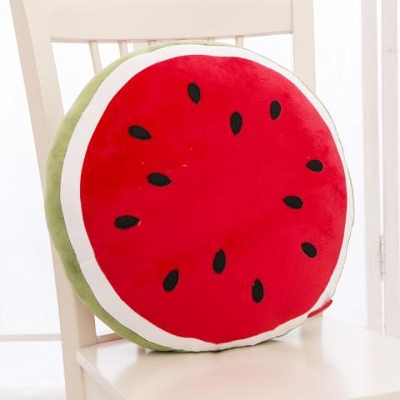 Picture of Watermelon Cushion Sofa Car Office Shop Back Pad Decoration 3D Print soft plush fruit shape Pillow 1pcs - Watermelon red