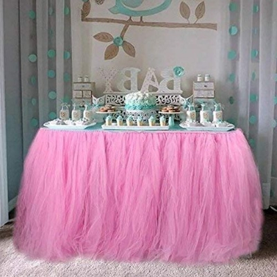 Picture of Table Skirt Party Gala For Party Wedding Birthday Party Home Decoration Table Skirting - Pink