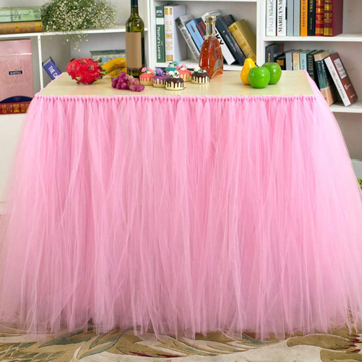 Picture of Table Skirt Party Gala For Party Wedding Birthday Party Home Decoration Table Skirting - Pink