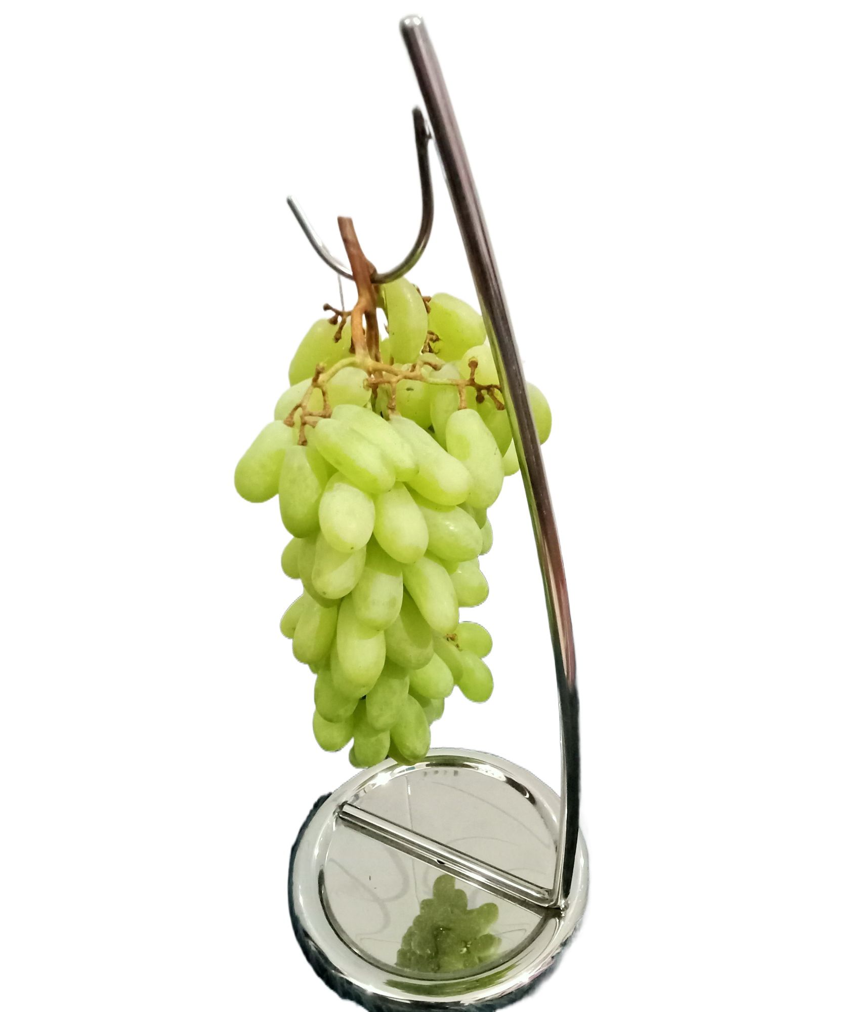 Picture of Banana Tree Holder, Stainless Steel Banana Tree Stand Grape Hanger Rack Fruit Displaying Storage Hook Kitchen Organizer Living Room Desktop - Silver