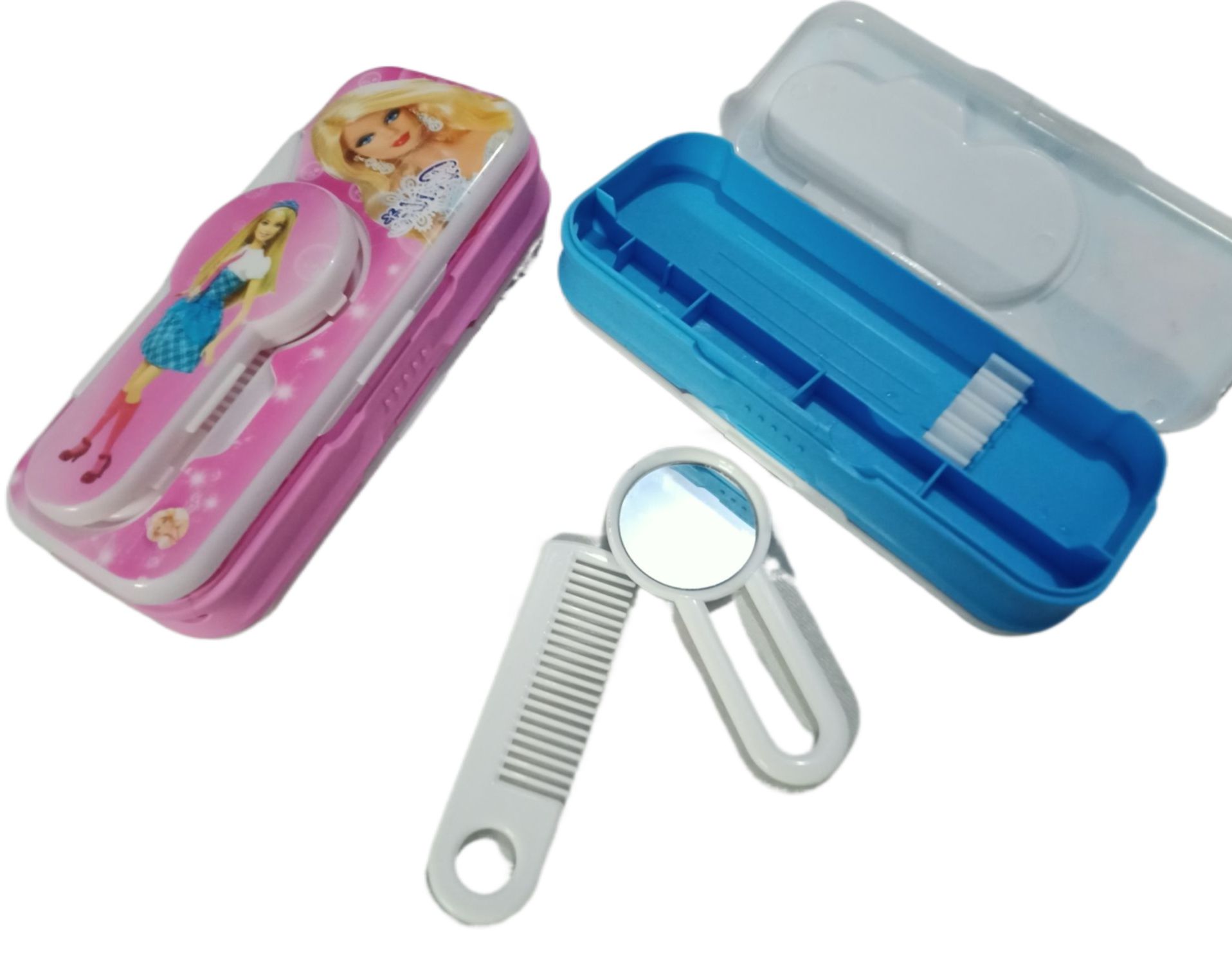 Picture of Double side Pencil Box With Mirror + Comb kids pencil cartoon plastic pencil box - Multicolor