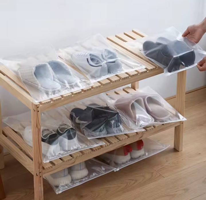 Picture of 5 Pcs Transparent Shoe Storage Bag Dust Proof Moisture-Proof Sealed Bag Travel Zipper Bag Portable Waterproof Shoe Cover Shoe Bag - Clear