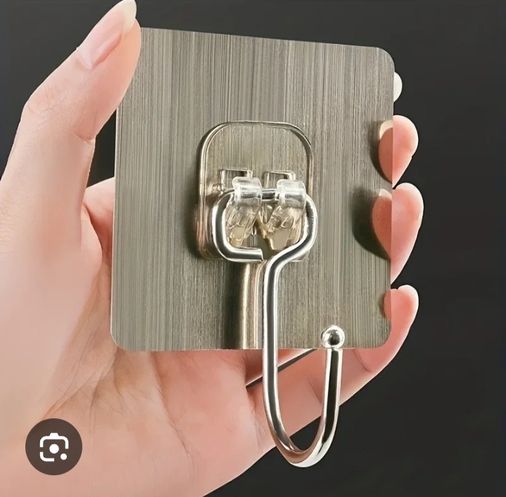 Picture of 4 Pack Strong Wall Hooks 44 lb/ 20 kg(Max) for Bathroom  Adhesive Hooks Heavy Duty Self Adhesive Hook Clear for Kitchen Home and Office - Multicolor