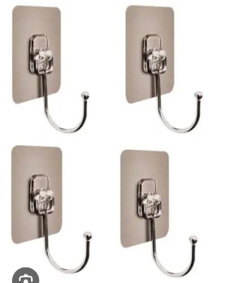 Picture of 4 Pack Strong Wall Hooks 44 lb/ 20 kg(Max) for Bathroom  Adhesive Hooks Heavy Duty Self Adhesive Hook Clear for Kitchen Home and Office - Multicolor