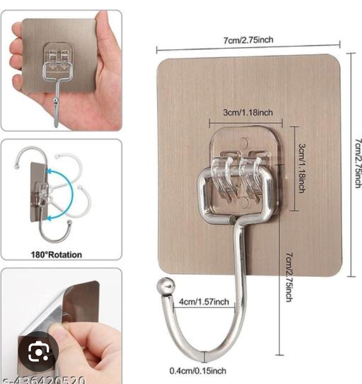 Picture of 4 Pack Strong Wall Hooks 44 lb/ 20 kg(Max) for Bathroom  Adhesive Hooks Heavy Duty Self Adhesive Hook Clear for Kitchen Home and Office - Multicolor