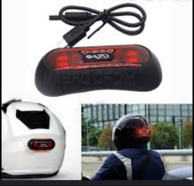 Picture of Helmet Light, Motorcycle Bike Rear Red Safety Helmet Light, Warning Tail Light for Night Riding with Rechargeable Battery & USB - Black