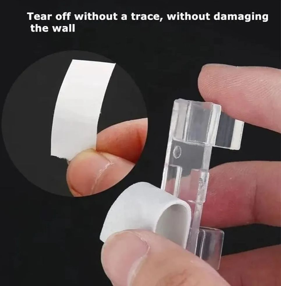 Picture of Cable Clips 7 Pcs Organizer Drop Wire Holder Cord Management Self-Adhesive Cable Manager Fixed Clamp Wire Winder - Clear