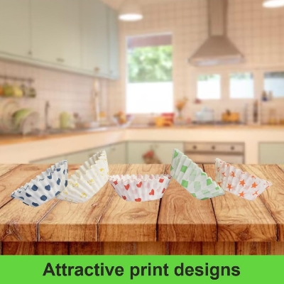 Picture of 60 Pcs Paper Baking Cupcake Liners for Muffins, Cakes, Sweets Packing Multicolour - Multicolor