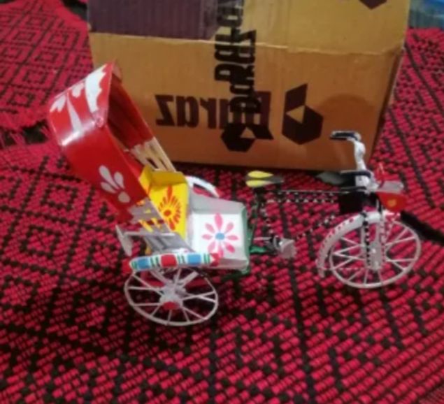 Picture of Traditional Rickshaw showpiece Metal multicolor | Rickshaw Showpiece Miniature | Gift item | Metal, Hand Painted,  - Multicolor