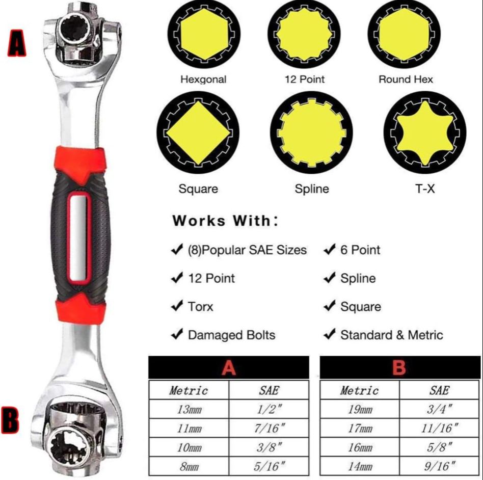 Picture of Universal Wrench 48 in 1 Socket Multifunction Tool with 360 Degree Rotating Head, Spanner for Home and Car Repair - Black