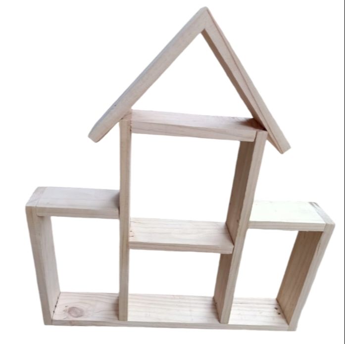 Picture of Wooden Wall Shelves/Floating Wall Hanging Shelf Rack Display Shelf Hut Shape Stand for Home/Kitchen/Office/Bedroom/Living Room/Balcony Decor  - Off White