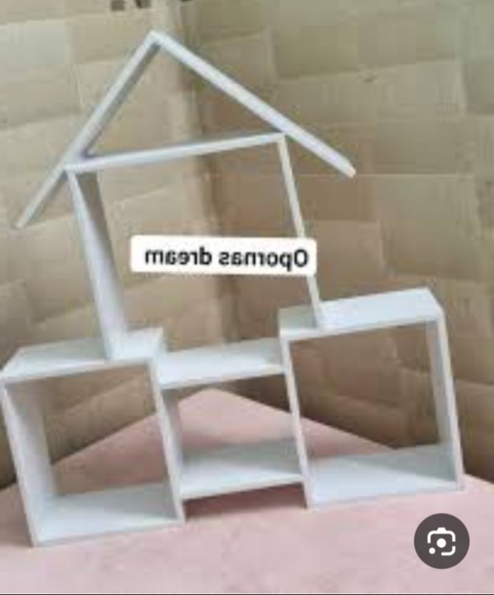 Picture of Wooden Wall Shelves/Floating Wall Hanging Shelf Rack Display Shelf Hut Shape Stand for Home/Kitchen/Office/Bedroom/Living Room/Balcony Decor  - Off White