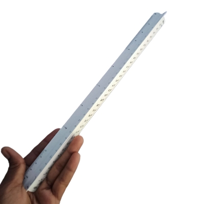Picture of 1pcs Triangle Scale/Ruler for Architects, Engineers, School/College Students Triangular Scale Ruler 12" Aluminum Architect Drafting Rulers - White