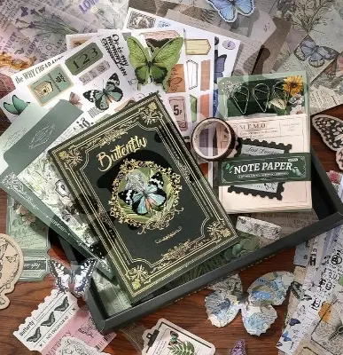 Picture of Scrapbooking Kit (140) , Vintage Collection-Whispers of The Forest, Perfect for Bullet Scrapbooking Materials, Planner DIY Arts Craft Collage - Multicolor