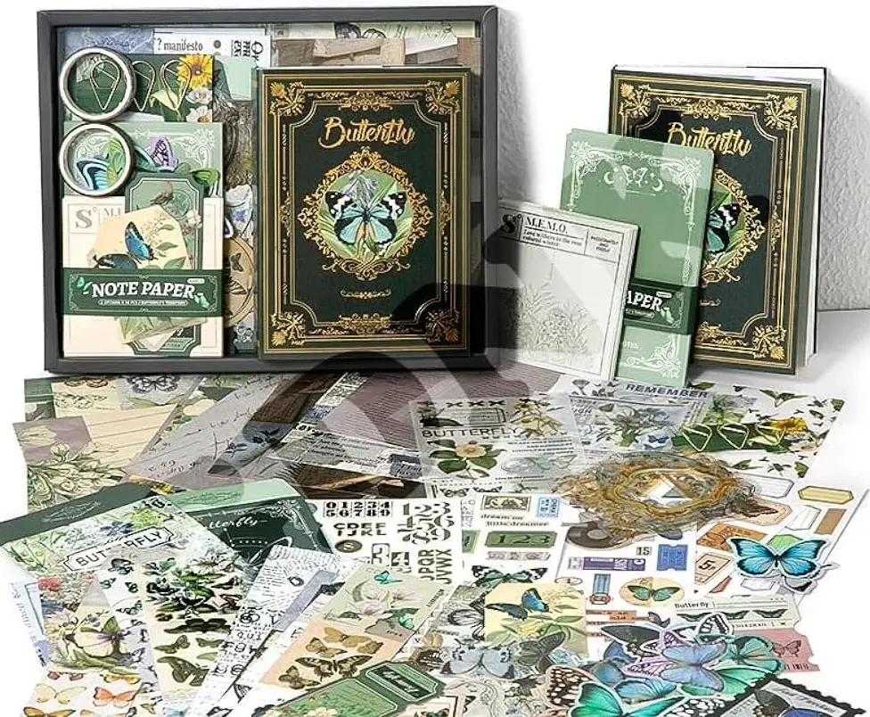 Picture of Scrapbooking Kit (140) , Vintage Collection-Whispers of The Forest, Perfect for Bullet Scrapbooking Materials, Planner DIY Arts Craft Collage - Multicolor