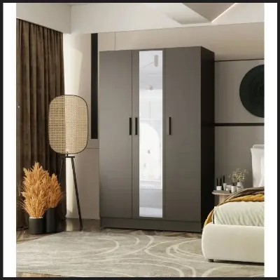 Picture of Armoire With 3 Doors With Ample Storage 1 Full View Mirrored Door Wardrobe, 3 part Almirah with Hanging Space & 5 Large sotorage shalve for your Clothes 72/48