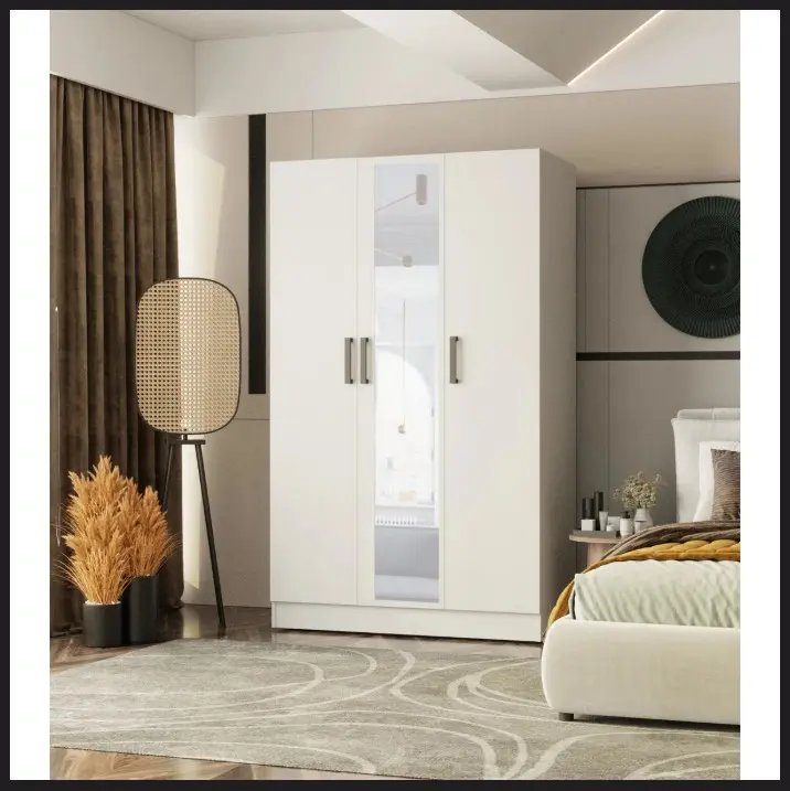 Picture of Armoire With 3 Doors With Ample Storage 1 Full View Mirrored Door Wardrobe, 3 part Almirah with Hanging Space & 5 Large sotorage shalve for your Clothes 72/48