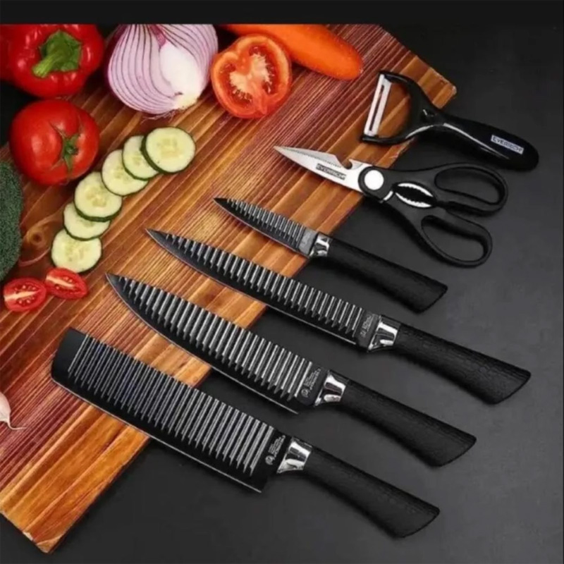 Picture of 6pcs Zepter International Set Non-Stick Coating Kitchen Kniv Set for family kitchen use(Black)