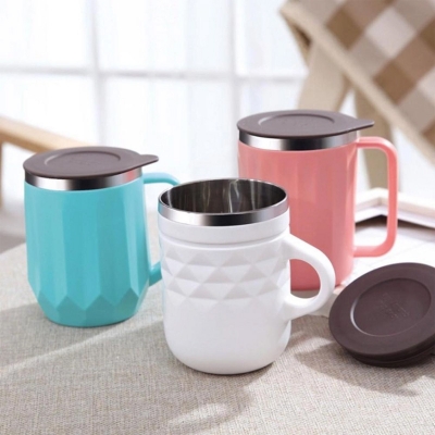 Picture of 1 pcs Stainless Steel Coffee Mug Portable Tea Coffee Milk Cup Thermal Insulation Brief Anti-Fall Cappuccino Latte Mugs 400ml