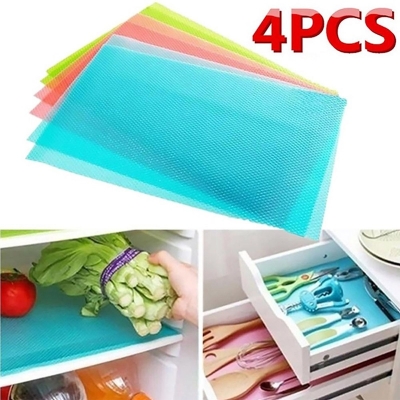 Picture of 4 Pcs Washable Refrigerator Mat Waterproof Fridge Mate Drawer Matt