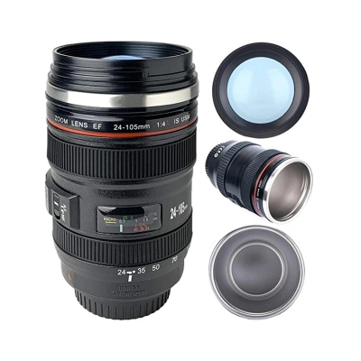 Picture of Camera Lens Mugs For Coffee  Steel Insulated Camera Lens Coffee Travel Mug(Black)