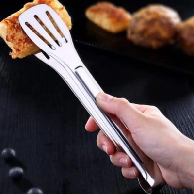 Picture of Stainless Steel Food Clip Kitchen Buffet Cooking Tool Anti Heat Bread Clip Pastry Clamp Barbecue Tongs(Silver)