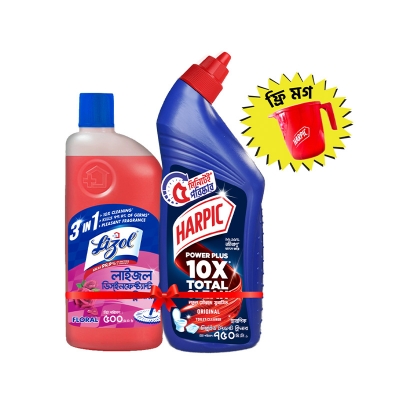 Picture of Harpic Toilet and Lizol Floral Double Surokkha Mug Free