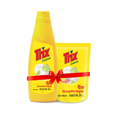 Picture of Trix Dishwashing Liquid 500ml Bottle and 250ml Refill Combo