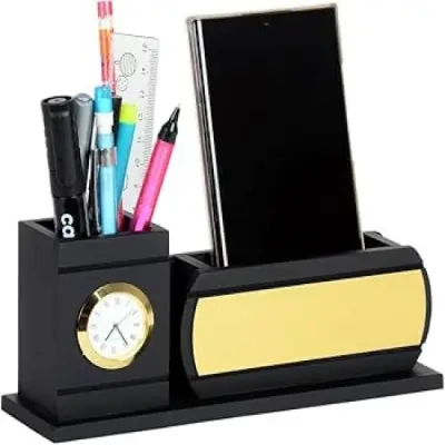 Picture of Wooden Desk Organizer With Clock Custom Work Avilable