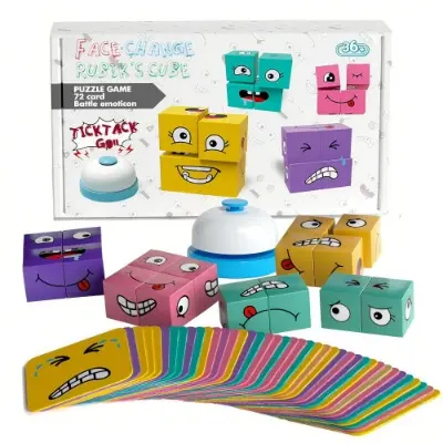 Picture of Wooden Face Changing Building Block Puzzle Game for Kids
